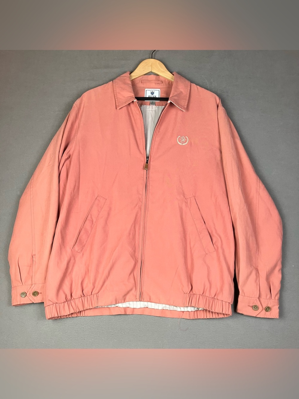 Peter Millar Men’s Size M Harrington Bomber Jacket Full Zip Salmon / Orange. In